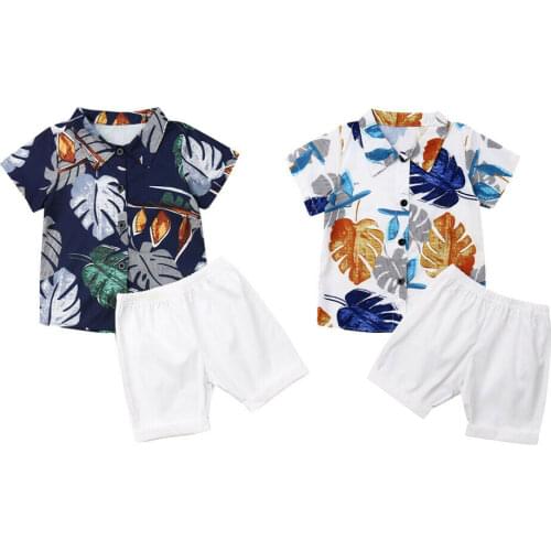 Toddler Kids Baby Boy Summer Clothes Set T-shirt Tops Shorts Outfits Set Hawaii Holiday 2pcs Print Clothing Fashion