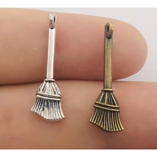 JINDINSP 10pcs 27x9mm Pendant Broom WizardS Broom Charm Pendants For Jewelry Making MagicianS Broom Pendants