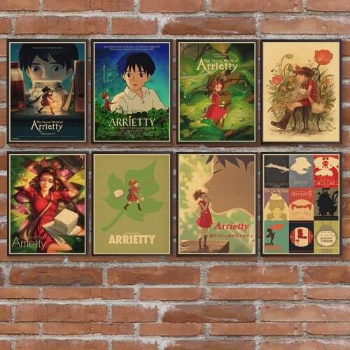 Anime The Borrower Arrietty Posters Art Paintings Vintage Wall Pictures Kraft Paper Print Wall Stickers Home Room Decoration