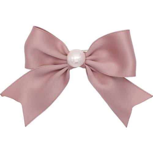 Sweet Pearl Bow Hairpin Banger Back of Head Clip Girl Hair Ornament Headdress