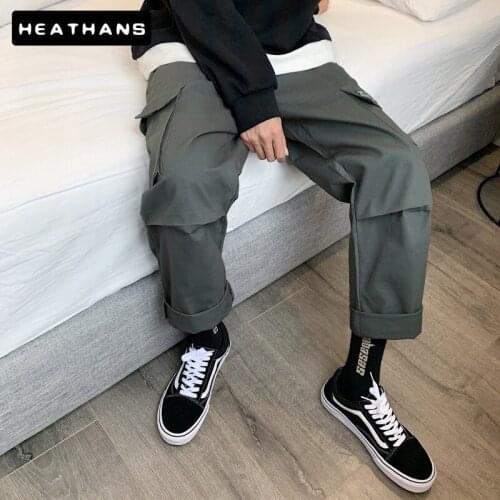 Summer Overalls Mens Japanese Harem Trouser Men Straight Pant Male Loose Hiphop Wide Leg Casual Solid Color Personality Trouser