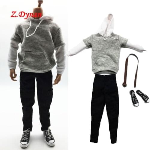 1/6 Scale Male Soldier Clothes Set with Shoes Belt Hoodies Shirt Casual Trousers for 12 Inches TBL Ht TTM19 Action Figures