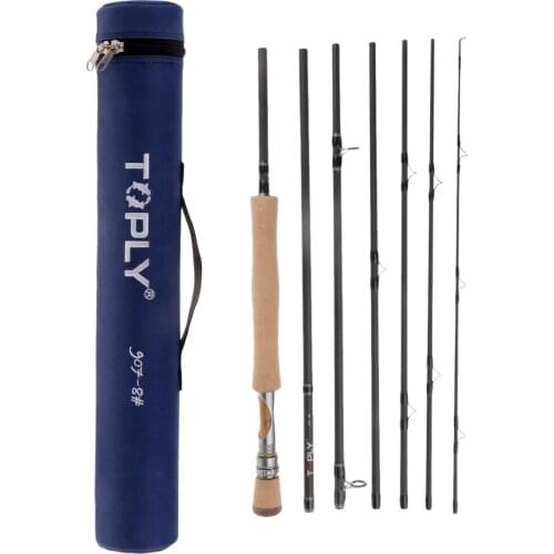 Fly Rod High Performance 7 piece Fast Action 46T Carbon Fly Fishing Rod with Rod Tube