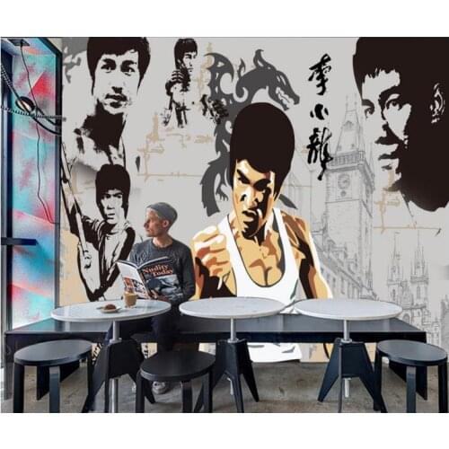 Custom photo 3d wallpaper Bruce lee kung fu performance painting background home decor 3d wall murals wallpaper for living room