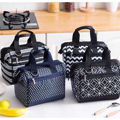 Portable Insulated Lunch Bag Box Oxford Printing Square Lunch Bags Food Picnic Cooler Bag Waterproof Lunch Tote