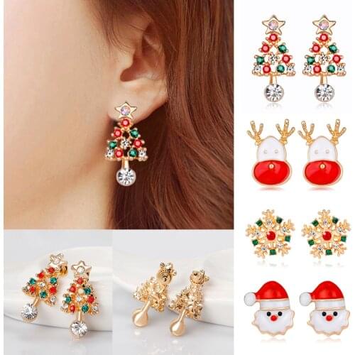 Christmas Elk Santa Claus Snowman Snowflakes Eardrop Merry Christmas Decor for Home 2021 Christmas Gift Xmas Decor New Year 2022