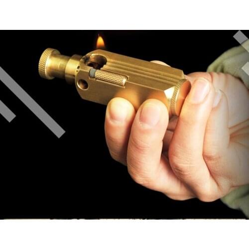 Retro Manual Trench Brass Gasoline Lighter Vintage Flint Grinding Wheel Free Fire Kerosene Fire Starter Lighter Gadgets For Men