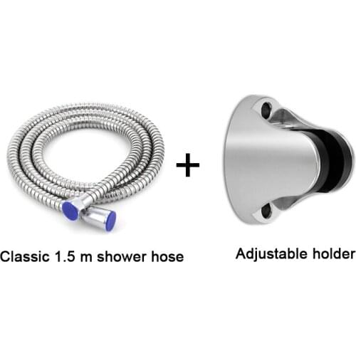 Stainless Steel 1.5 Meter Handheld Showerhead Hose +Shower Head Holder Chromeplate ABS Plastic Adjust Angle Shower Kits