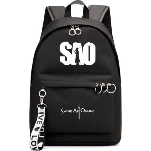 Anime Sword Art Online SAO Backpack School Book Bags Mochila Travel Bag Laptop Ribbon Ring Circle Boy Girls Backpack Pink Black