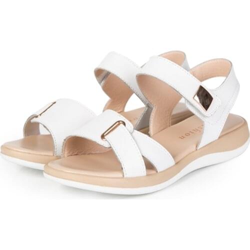 Genuine Leather Women Sandals 2019 Summer Shoes Flat Platform Black Woman Casual Shoes Peep Toes Beach Sandals Mujer