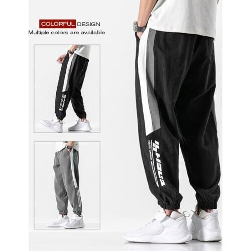 Striped Mens Joggers Pants Casual Pants Men 2021 Hip Hop High Street Mens Fitness Sweat Pants Trousers Straight Drawsting Pants