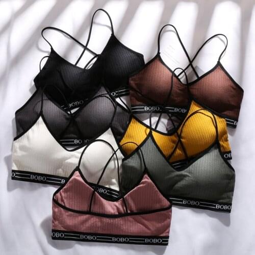 Letter Sports Bra With Chest Pad Ladies Yoga Bra Underwear Push-ups Fitness Running Cotton Gym Suit Women Sportswear
