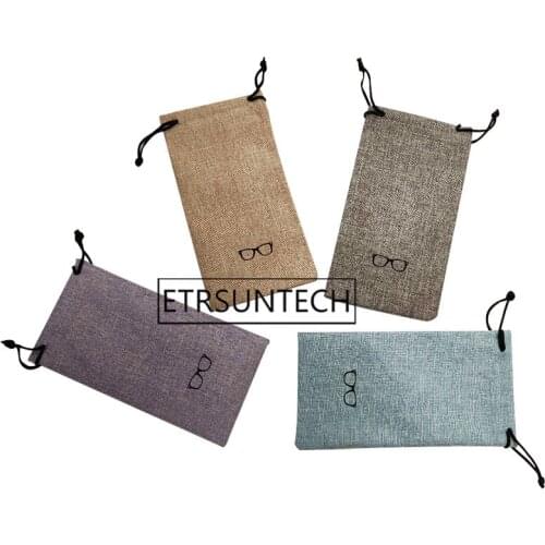 500pcs Portable Linen Fabric Sunglasses Bag For Eyewear Glasses Storage Bag Multi Colors 18x9cm