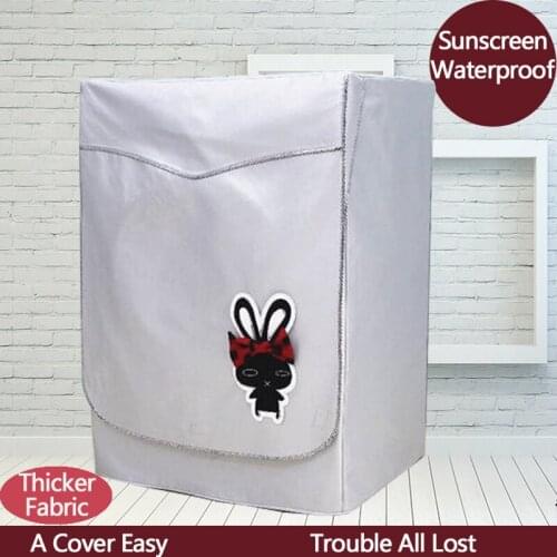 Waterproof Cover For Drum Washing Machine Coated Silver Sunscreen Washer Protective Case Cartoon Pattern Home Dust Cover