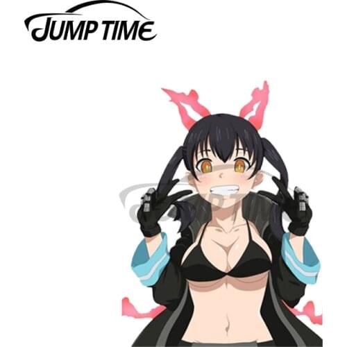 Jump Time 13 x 6.6cm For Fire Force Tamaki PeaceSign Peeker Car Stickers Vinyl Material Decal Trunk Scratch-proof Sticker Decor