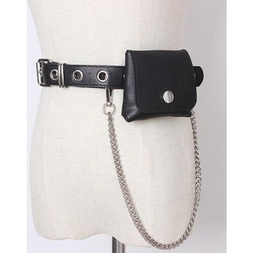 Belt Bag Women Trendy Fashion Hollow out Detachable Chain Trim Mini Square Waist Bag Streetwear