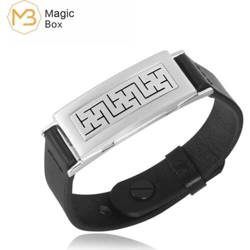 Essential oil diffuser black leather bracelet stainless steel for women aroma bangles fashion Perfume pad personalised bracelet