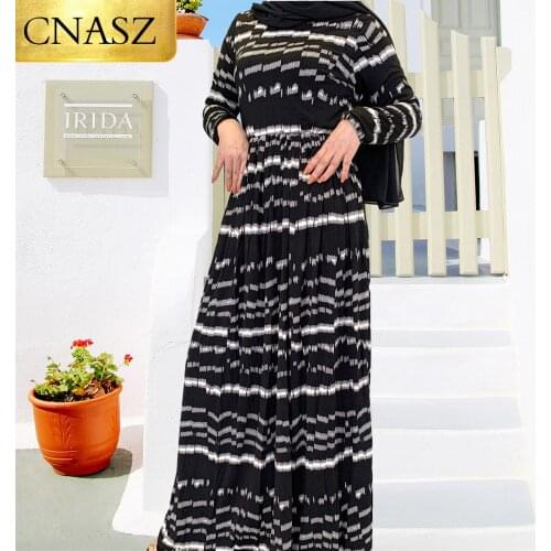 New Fashion Long Sleeve Printed Simpale Abaya 2021 Arabic Turkey Islam Women Muslim Jilbab Abaya Hijab Dress