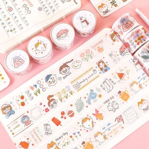 1pc Cartoon Girl PVC Washi Tape DIY Decoration Scrapbooking Dairy Planner Ablum Masking Tape Label Sticker Stationery 3cm*3m