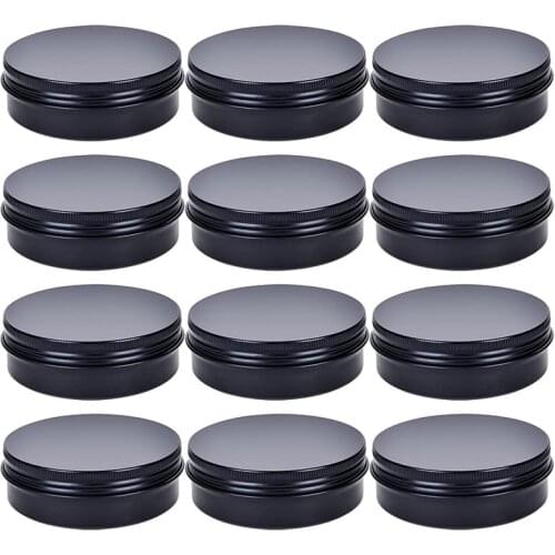 100pcs 100g Black Aluminum Tin Can Round Metal Makeup Jars With Screw Lid Cosmetic Sample Containerss for Cream Candle Tea Herb