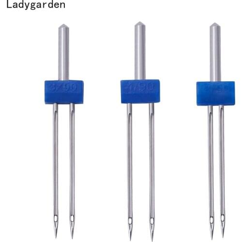 12PCS 2/3/4MM Double Twin Sewing Needles Sewing Machine Needles Silver Stainless Steel Needle Embroidery for Sewing Machine