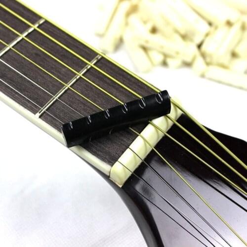 2Pcs/lot Buffalo Bone Ivory Upper Guitar Bridge Nut Saddle For 6 String Acoustic Guitar Music Instrument Replacement Spare Part
