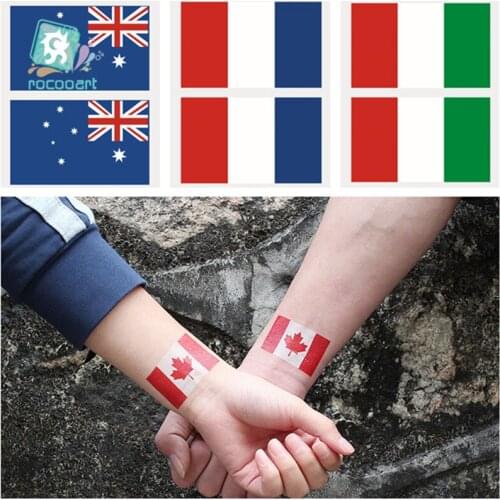 2018 Country Flags Tattoo Sticker Of Canada France Italy Australia Body Waterproof Temporary Tattoo For Men Women Kids