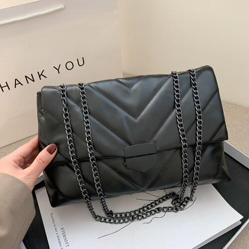 2021 INS Fashion Women V-line Crossbody Bag Sac A Main Female Flap Shoulder Bags Chain Bag Soft Pu Leather Handbag Lock Purses