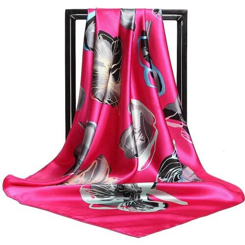 2021 Fashion Scarf 90X90CM Square Silk Scarves Abstract Hand-Painted Flowers Ladies Scarf Muslim Headscarf For Lady Scarf Women