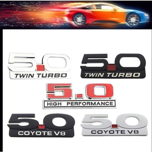 3D Premium 5.0 High Performance Coyote V8 Twin Turbo car Hood Fender trunk Rear Emblem Badge Sticker for Mustang GT 500 Cobra