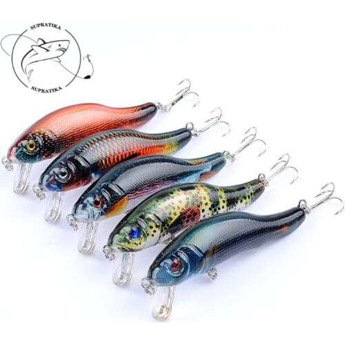 5Pcs/Lot 3D Painting Sea Fishing Minnow Lures 9cm/12.9g Lifelike Wobblers Artificial Hard Swim Bait Tackle With 6# Hooks