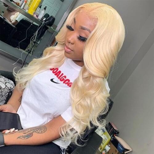 613 Blonde Long Body Wave Wig 13x1 HD Transparent Lace Part Human Hair Wigs for Women Pre Plucked Brazilian Remy Hair