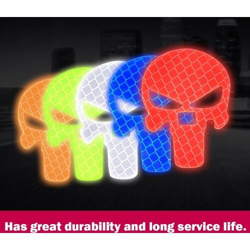 Car Skull Sticker Motorcycle Reflective Sticker Water-Resistant Decorative Anti-Collision Warning Paster for Safety Needs