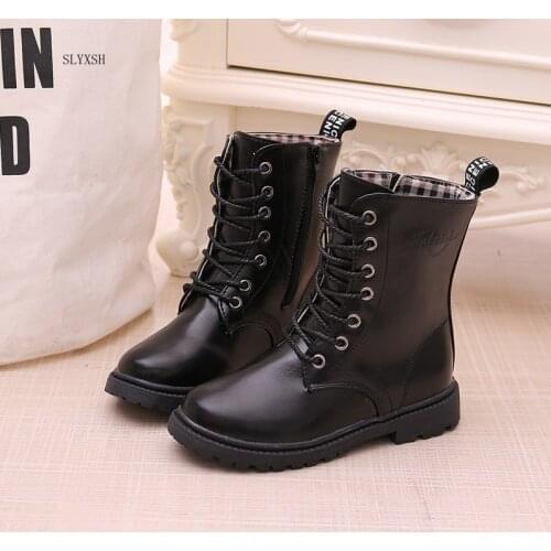 Boys/Girls Lace-up Boots 2018 autumn winter waterproof knight single boots warm Older children snow boots Kids sneakers