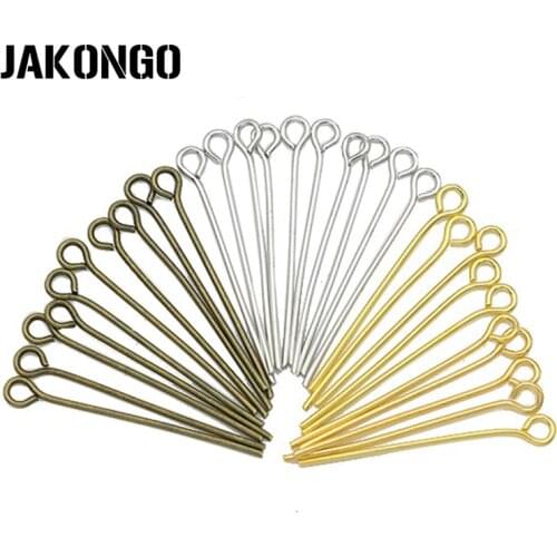 JAKONGO 3 Color 26mm Pins Needles Jewelry Findings For Beads Accessories for Making Bracelet Necklace Iron 200pcs/lot