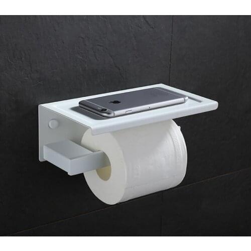 High Quality Toilet Paper Holder SUS304 Stainless Steel Bathroom Holder Storage Shelf Matte White Finish
