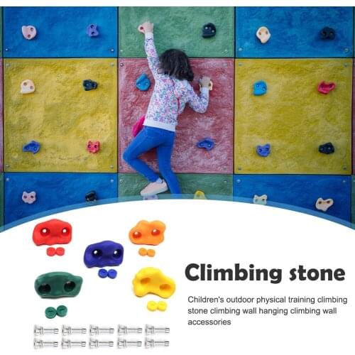5pcs/Set Kids Rock Climbing Wood Wall Holds Stones Children Playground Hand Feet Holds Grip Kit with Nut Screws Climbing Outdoor