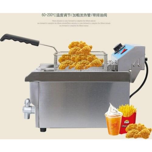 Electric Deep Fryers blast furnace single cylinder 10L deep Fried chicken row commercial double sieve NEW