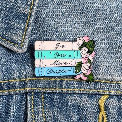 Flowers Books Enamel Pin Custom Reading Brooches Backpack Clothes Lapel Pin Fun Bookworm Badge Jewelry Gift for Kids Friends
