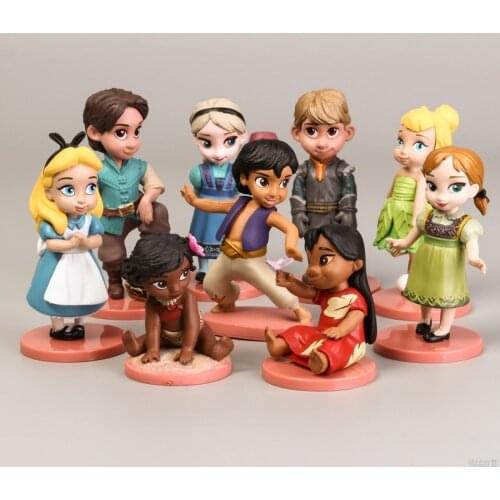 9pcs/set Disney Princess Figurines Toys Frozen Elsa Anna Kristoff Moana Fairy Action Figure Decoration Dolls Kids Toys Children