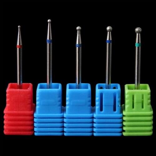 1Pc Diamond Nail Drill Ball Rotary Bit Eletric Milling Cutter Files 5.0mm Manicure Burr Cuticle Clean Polish Machine Accessory