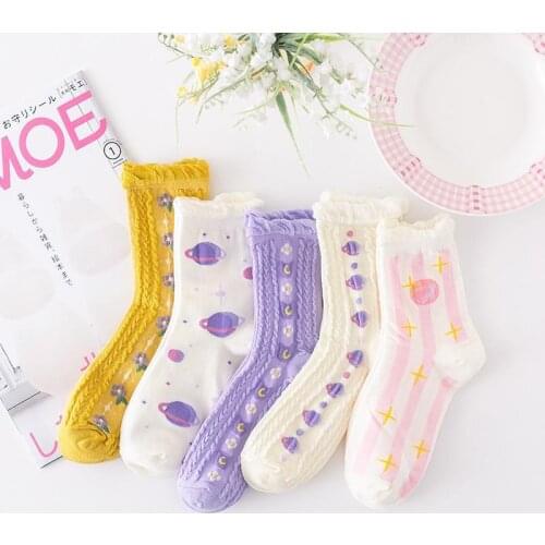 Jeseca Fashion Japanese Kawaii Women Long Socks Anime Cute Women Underwear Harajuku Vintage Streetwear Warm Winter Lingerie