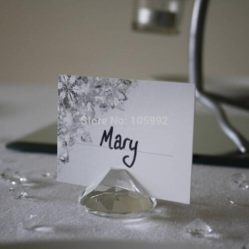 Crystal Crafts Door Gift Diamond Crystal name Card Holder Favors for Wedding Table Decoration 12pcs with white box package
