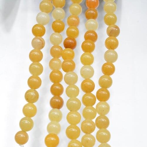 FLTMERH-Natural Lighet Yellow Stone Round Beads for Jewelry Making 15.5inch/strand 4/ 6/8/10/12mm Pick Size DIY Bracelet