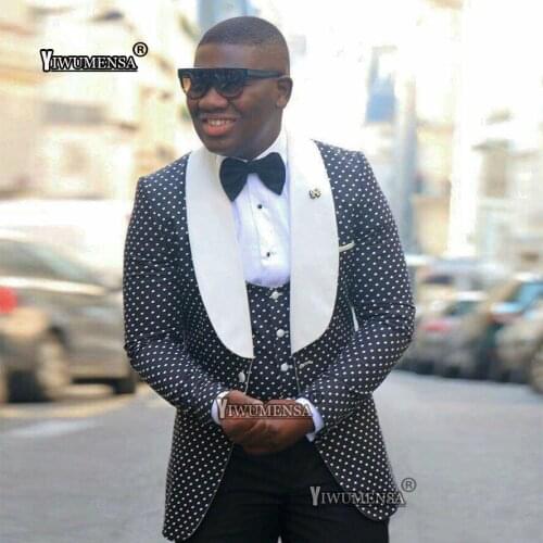 YIWUMENSA Wide Peaked Lapel Mens Jacket 3 Pieces Set Business Slim Fit Male Wedding Groom Suits Custom Made Blazer&Vest&Pants