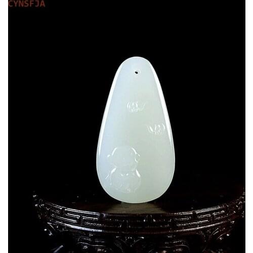 CYNSFJA New Real Rare Certified Natural Hetian Jade Nephrite Lucky Amulets Monkey Jade Pendant High Quality Best Birthday Gifts