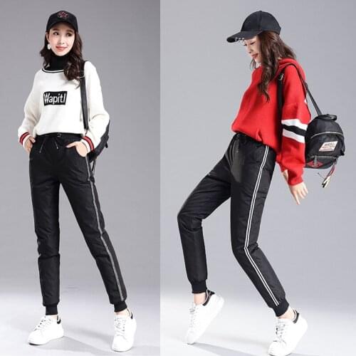 Upgrade Edition Down Pants 90% White Duck Down Woman Self-cultivation Elastic Force Hiking Camping Climbing Bound Feet Trousers