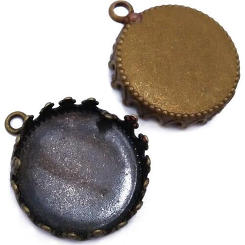 Wholesale Lot 1000Piece Antique Bronze Crown Pendant Base 15mm 20mm 25mm Round Blank Pendant Trays Circle Pendant Blanks PT03