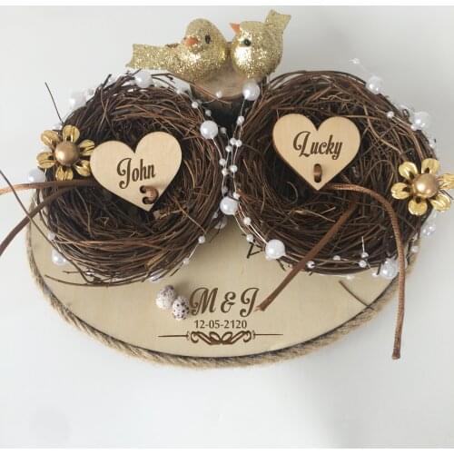 Personalized Flower Anniversary Engagement rings bearer cushion box wedding rustic flower ring pillow