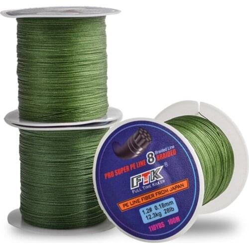 110m PE Braided Multifilament Fiber Fishing Line 125 Yards 8 Strands 0.16mm-0.40mm 25lb-90lb High Quality